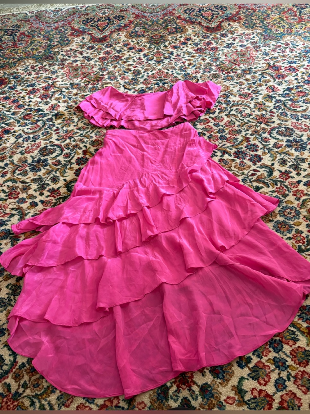 Farm Rio Marocaine Asymmetric Ruffle Maxi Skirt and Ruffle Top Size  Small.